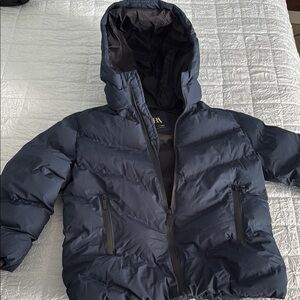 Zara Dark Blue Hooded Puffer Jacket